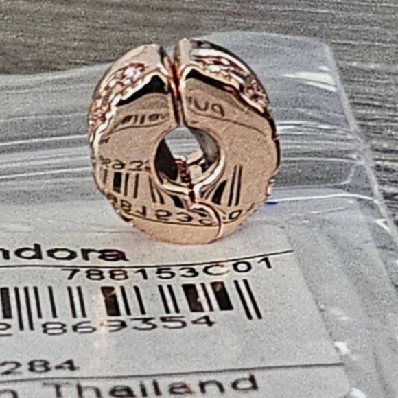 Authentic PANDORA *CHINA EXCLUSIVE* Rose Pink Fan Pattern Spacer Clip 788153C01 - Picture 5 of 15